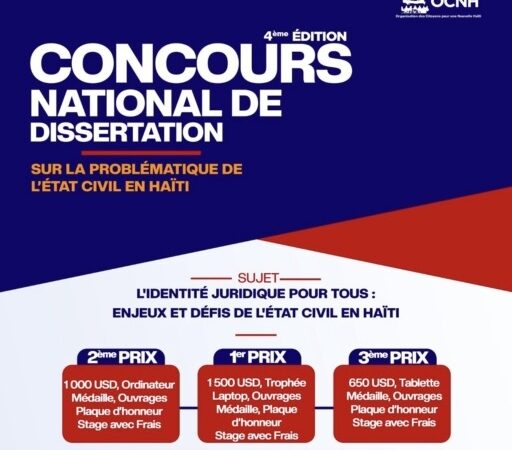 L&rsquo;OCNH lance la 4e édition de son concours national de dissertation sur l&rsquo;état civil en Haïti